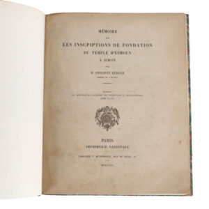 Mémoire sur les Inscriptions de Fondation du Temple d'Esmoun à Sidon by M. Philippe Berger